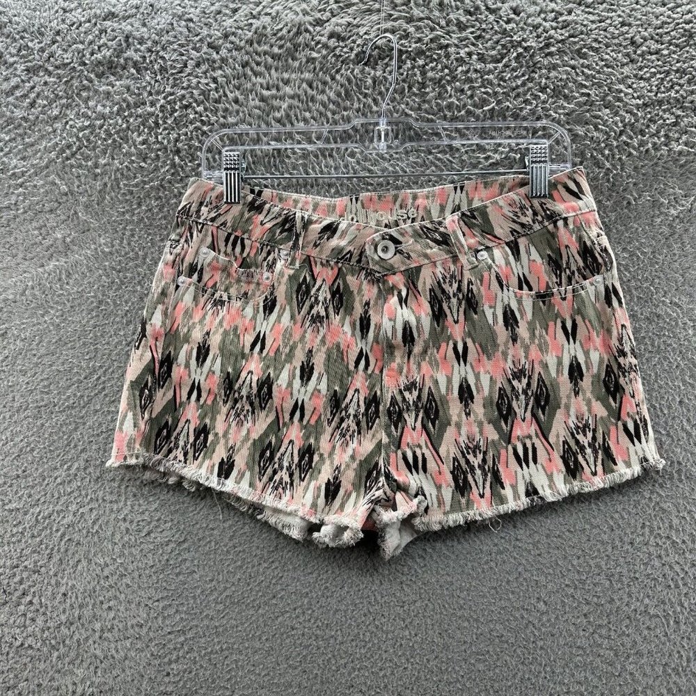 Dollhouse‎ Shorts Junior's 10 Beige & Pink Denim Aztec Print Cut Off Shorts
